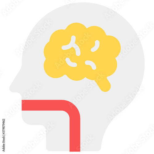
Long alimentary canal icon, flat design of pharynx
