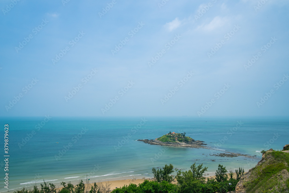 Fototapeta premium Hon Ba temple (Vietnamese language is Mieu Hon Ba) is a small pagoda in island in Vung Tau City