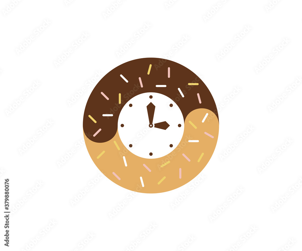 Obraz premium Donuts Clock logo design vector template, Bakery logo concept, Creative icon symbol