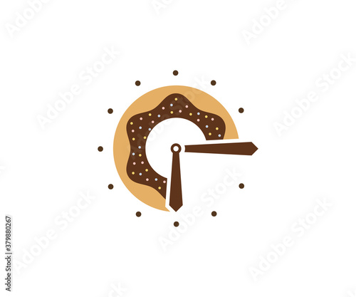Donuts Clock logo design vector template, Bakery logo concept, Creative icon symbol