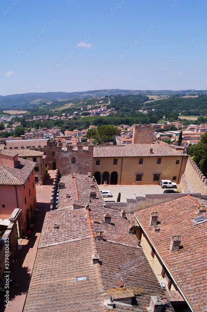 Panorama from the tower house of Giovanni Boccaccio in the ancient medieval village of Certaldo, Tuscany, Italy