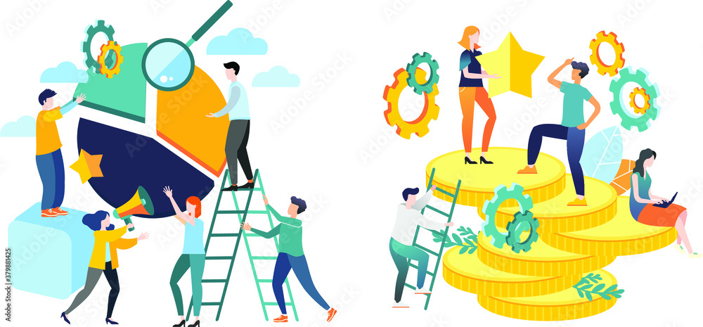 Vector illustration. Flat design. A large set of different people. Images for business. Colleagues. Friends. The fellowship of friends.