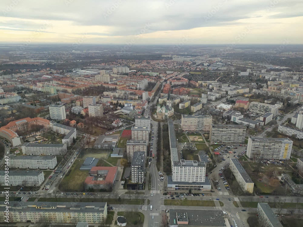 Obraz premium Widok z budynku ,,skytower'' na panoramę miasta.