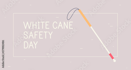 White Cane Safety Day vector illustration. White cane international day concept, help take care of the blind by paving the way, helping the blind to visually indicate the guiding indicators