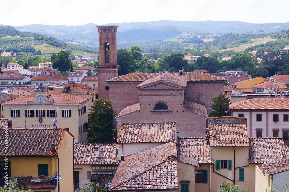 Aerial view of Certaldo Basso, Tuscany Italy