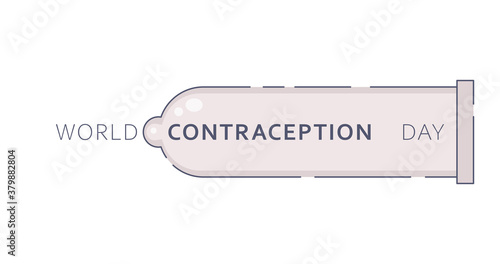 World Contraception Day. September 26th. Male condom symbol. Male contraceptives vector. Contraception Day Poster, September 26. Important day. Vector illustration