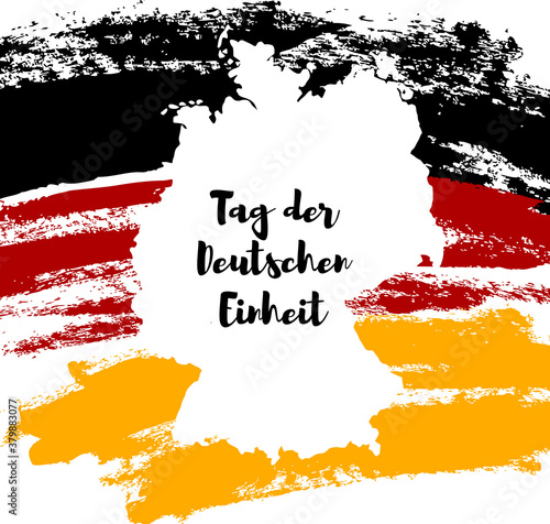 Germany Happy Unity Day greeting card. German Unity Day  - Tag der Deutschen Einheit. October 3rd - celebration. National Germany holiday greeting card, banner, poster template. Patriotic nation color