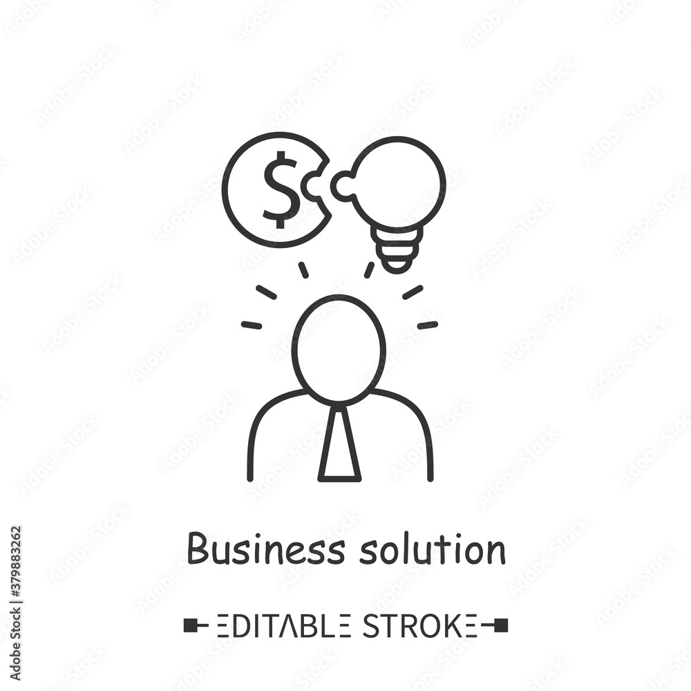 Business solution line icon. Business ideas and financial strategies. Startup idea.Contemporary business technologies, partnerships and solutions concept. Isolated vector illustration. Editable stroke Business solution line icon. Business ideas and financial strategies. Startup idea.Contemporary business technologies, partnerships and solutions concept. Isolated vector illustration. Editable stroke