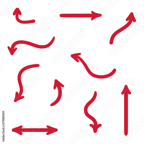 Infographic elements on isolation background. Colored set of sketchy indicator signs. Hand drawn simple arrows
