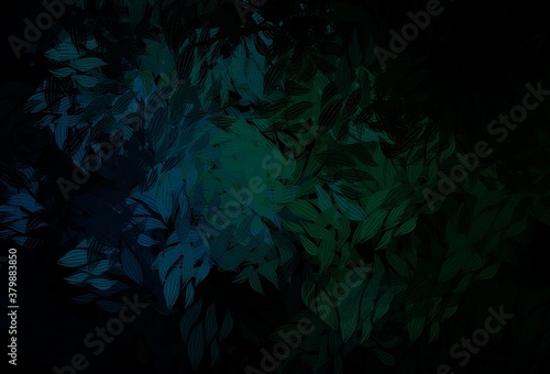 Dark Blue, Green vector doodle layout with leaves.
