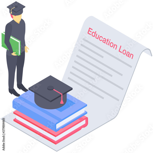
Education loan icon in isometric vector 
