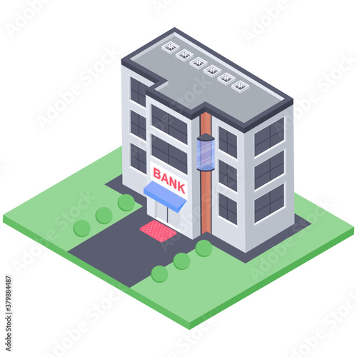 
Bank building isometric icon vector 
