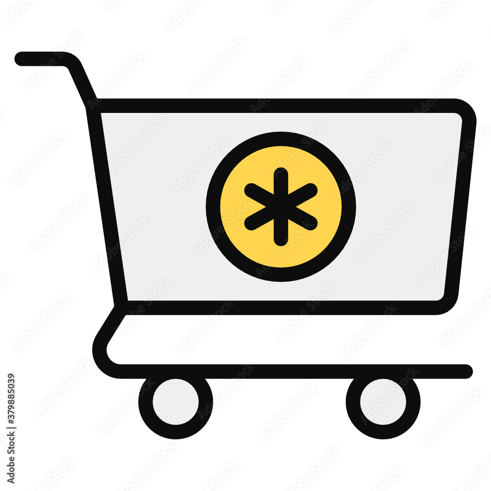 Pushcart with medical sign, pharmacy shopping icon
Pushcart with medical sign, pharmacy shopping icon
