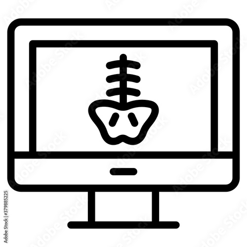 
Bone inside monitor, concept of online x ray icon
