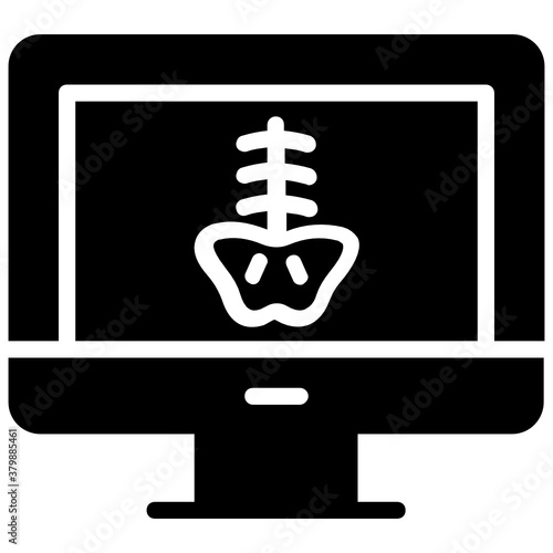 
Bone inside monitor, concept of online x ray icon
