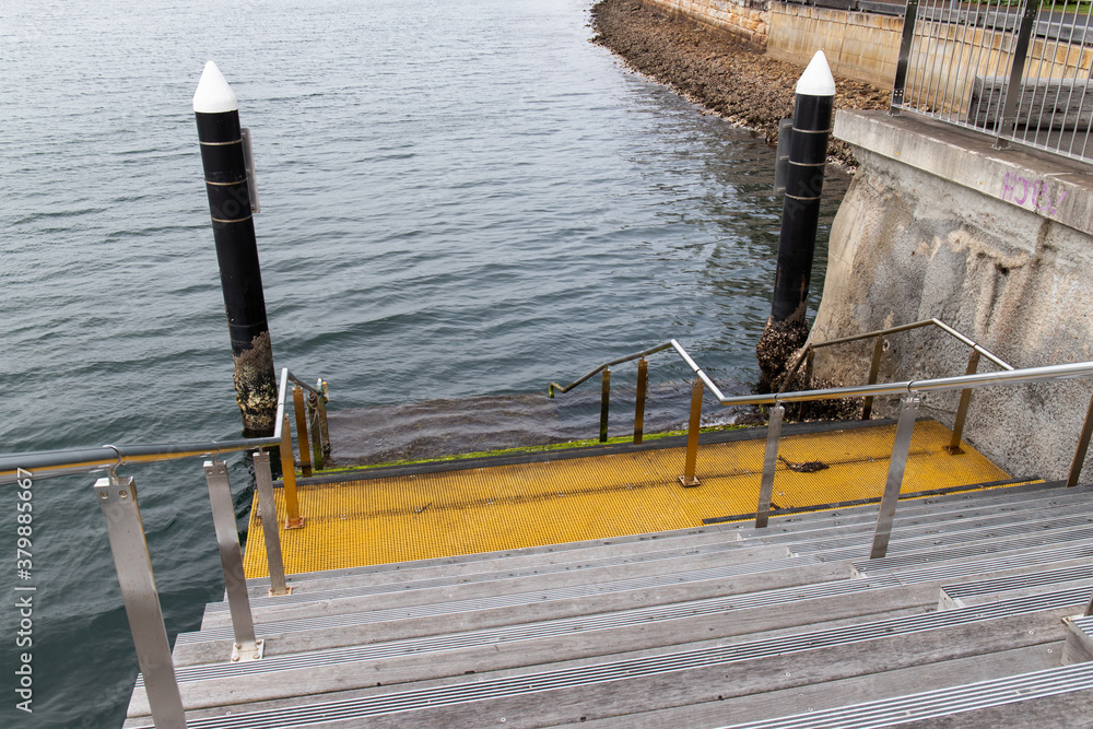 Stair on the wharf towards the water.