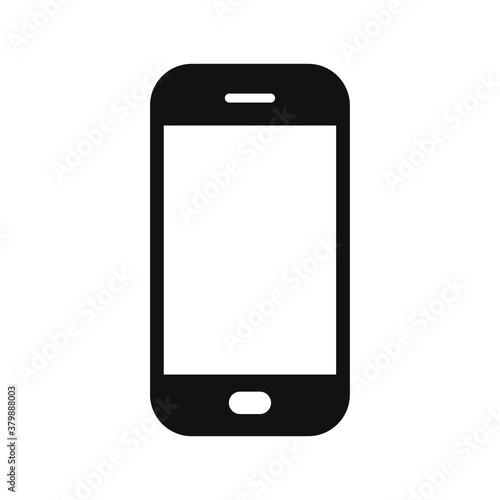 Smart phone vector icon. Web and application interface button symbol. Smartphone sign. Black telephone silhouette logo. Isolated on white background.