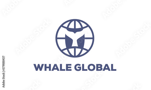 Whale Tail In Globe Vector Logo Design Inspirations