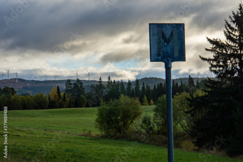 Sign in front of the landscape