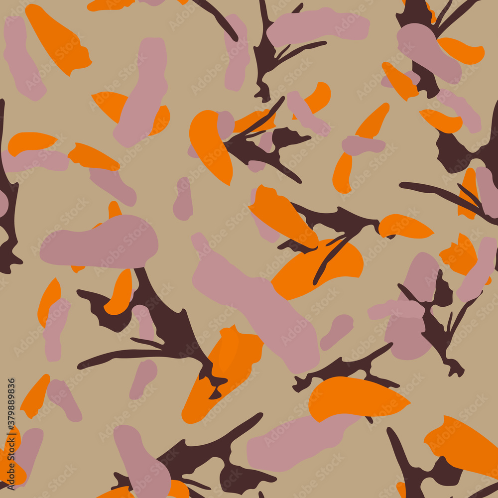 UFO camouflage of various shades of beige, brown, orange and pink colors UFO camouflage of various shades of beige, brown, orange and pink colors
