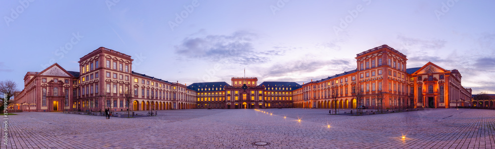 Mannheim, Germany. February, 7th 2013. Panoramic view of the Baroque Palace of Mannheim. Here are located the University and a Historic Museum.