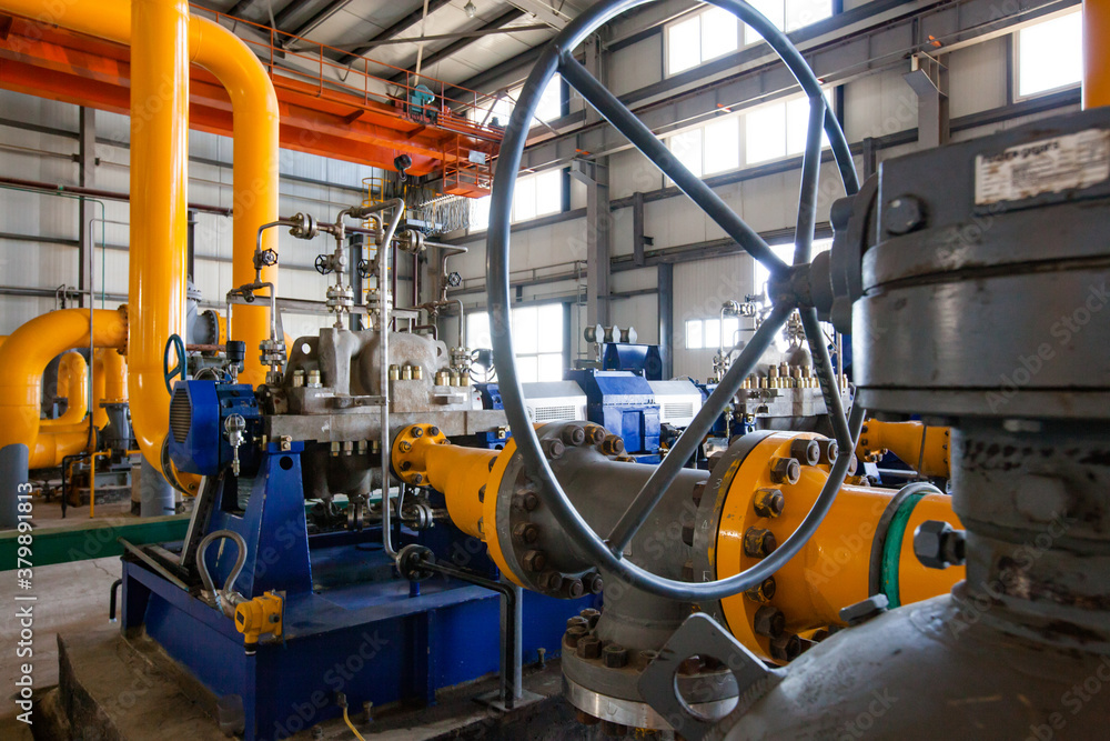 Aktobe region/Kazakhstan: Oil refinery plant. Gas power station. Interior and equipment. ABB generator