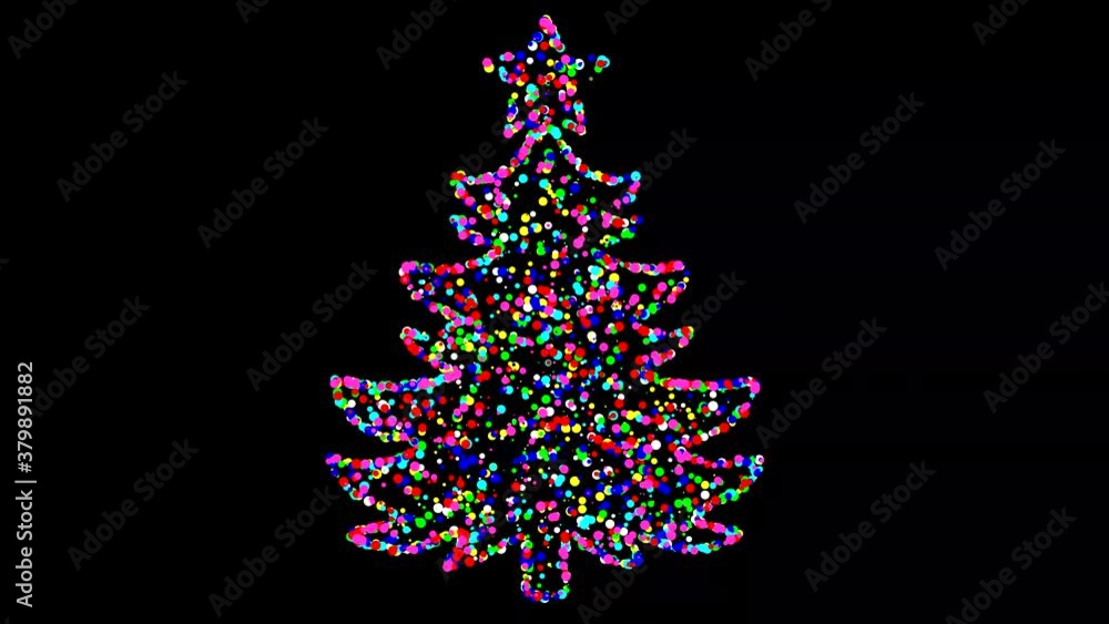 Colourful christmas tree motion graphics with night background Colourful christmas tree motion graphics with night background