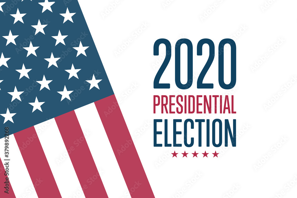 The 2020 United States Presidential Election concept. Template for background, banner, card, poster with text inscription. Vector EPS10 illustration.