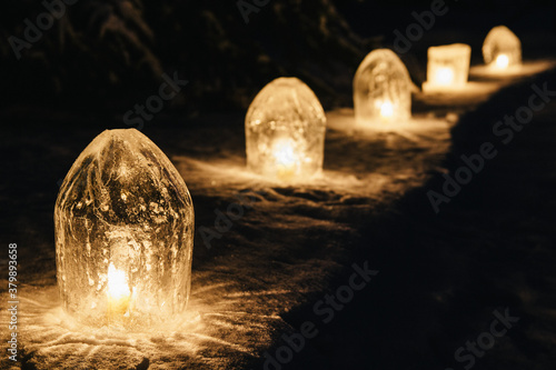 Ice Lanterns in Snow photo