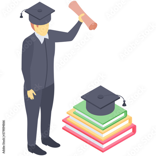 
Graduation convocation ceremony in isometric design 
