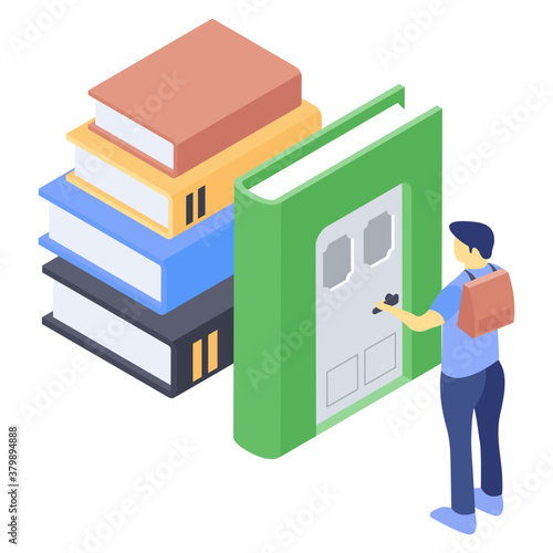
Isometric knowledge books vector design 
