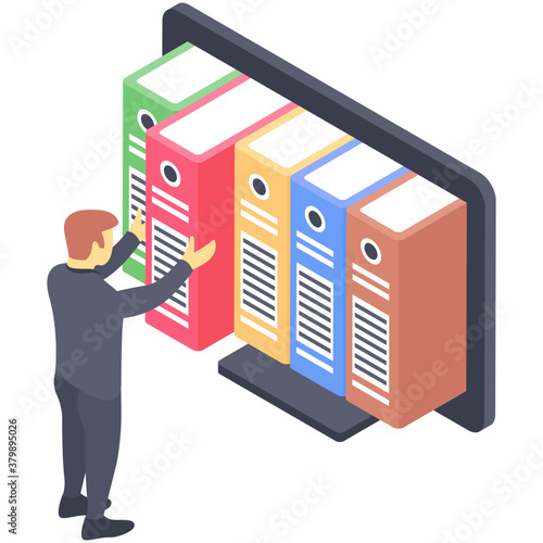
Isometric e library vector design 
