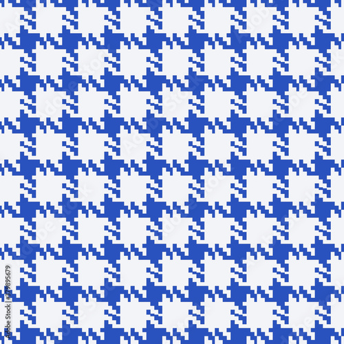 Blue houndstooth pattern in cerulean blue and off white 12x12 digital paper backgrounds and design elements.