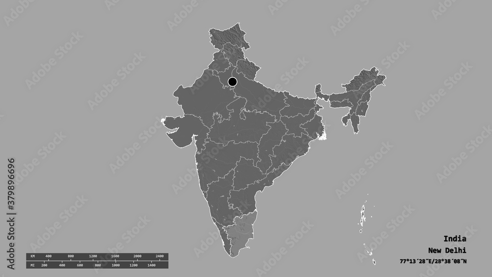Location of Tamil Nadu, state of India,. Bilevel