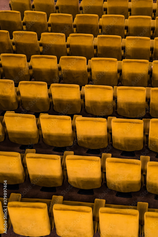 Golden cinema or theatre empty seats Golden cinema or theatre empty seats