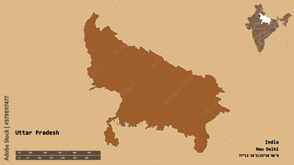 Uttar Pradesh, state of India, zoomed. Pattern