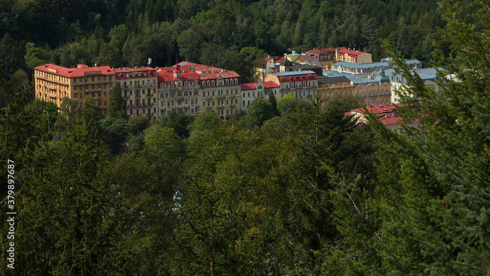 View of Mariánské Lázně from the lookout Hamelika,Plzeň Region,Czech Republic,Europe
