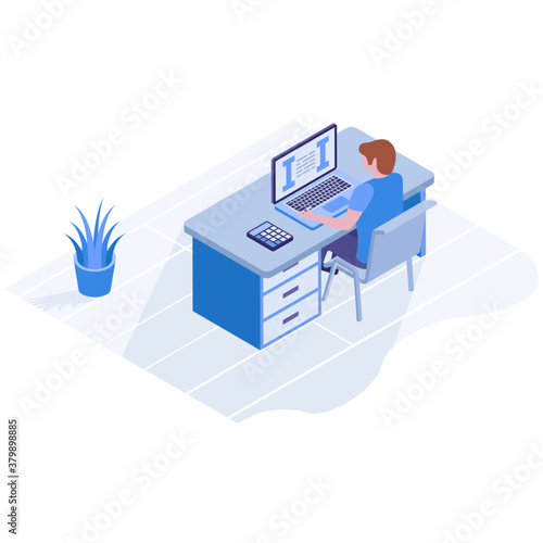 
Freelancer vector in isometric illustration 
