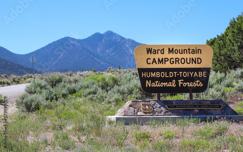 ELY, NEVADA, UNITED STATES - Jun 30, 2018: Ward Mountain Campground sign photo