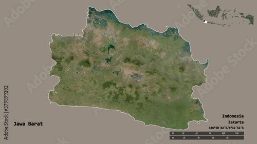 Jawa Barat, province of Indonesia, zoomed. Satellite photo