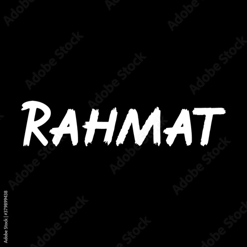 Rahmat brush paint hand drawn lettering on black background. Thanks in arabian language templates for greeting cards, overlays, posters photo