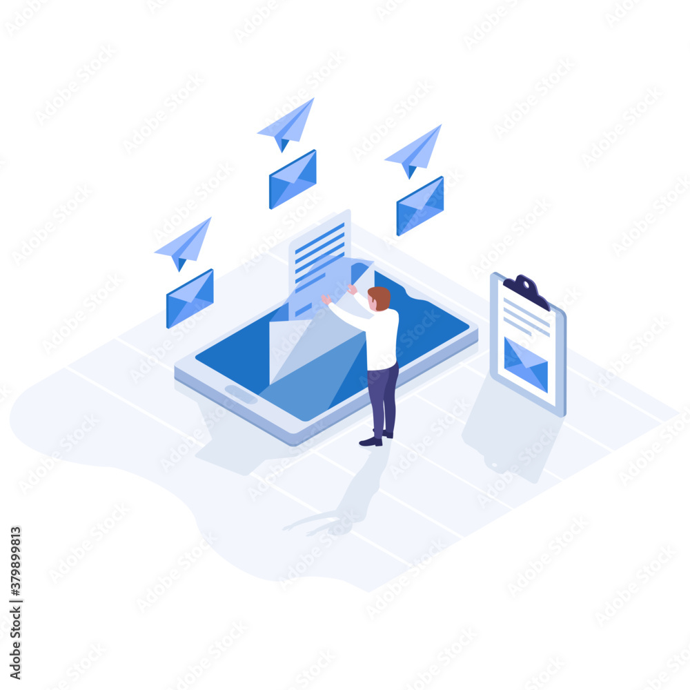 Isometric illustration design of send mail
Isometric illustration design of send mail