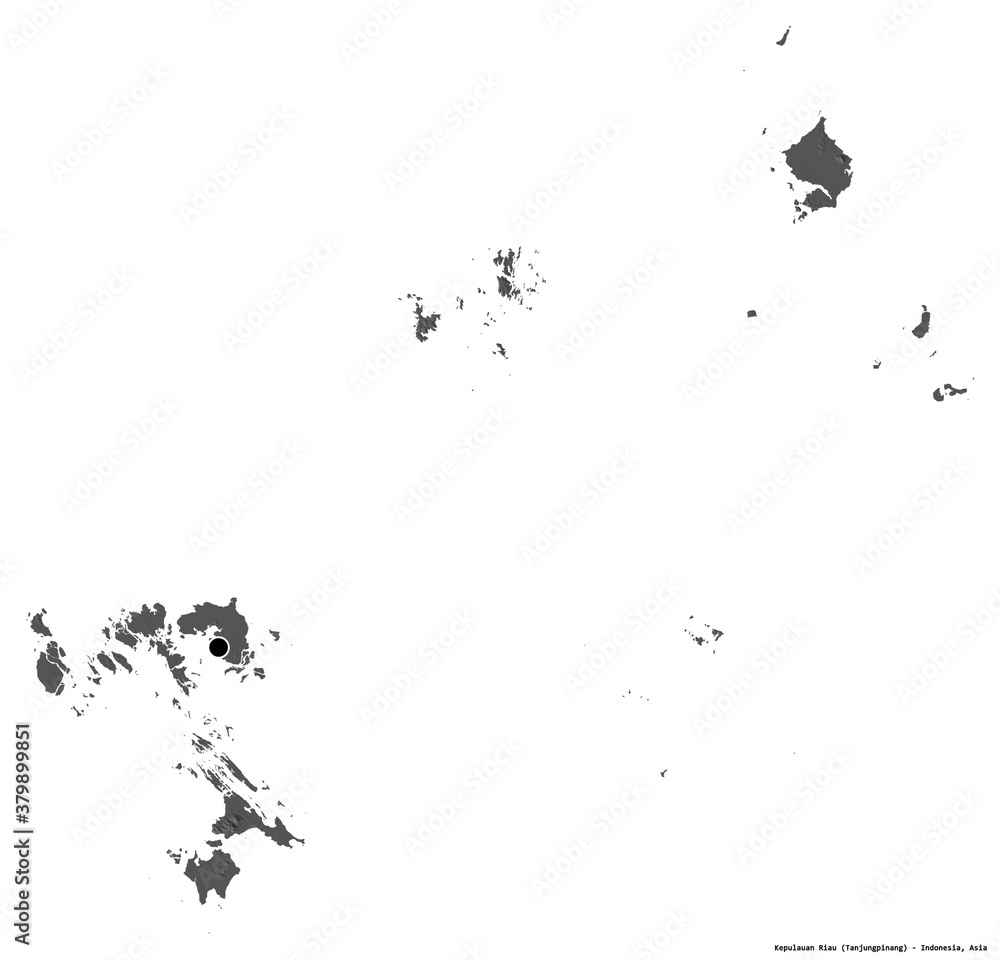 Obraz premium Kepulauan Riau, province of Indonesia, on white. Bilevel