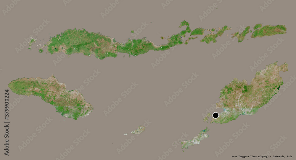 Fototapeta premium Nusa Tenggara Timur, province of Indonesia, on solid. Satellite