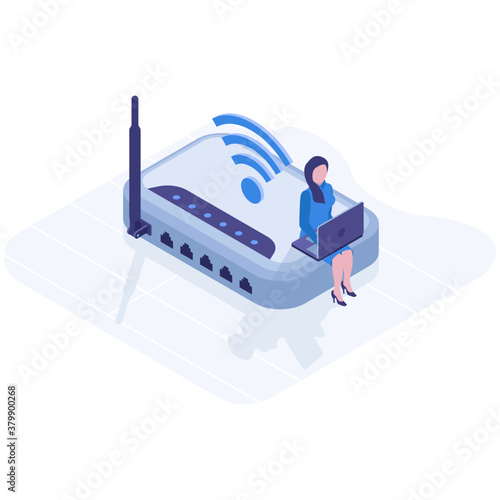 
Wifi router isometric illustration design 

