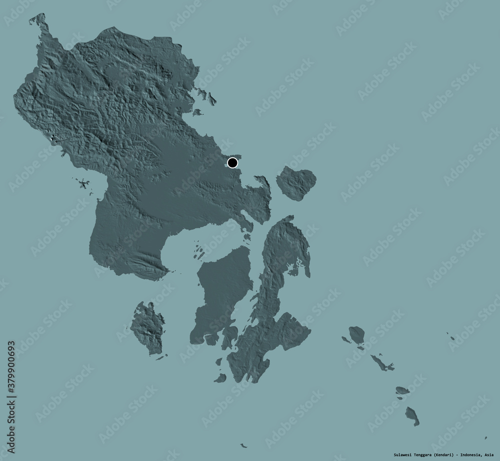 Sulawesi Tenggara, province of Indonesia, on solid. Administrative
