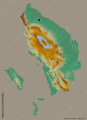 Sumatera Utara, province of Indonesia, on solid. Relief photo