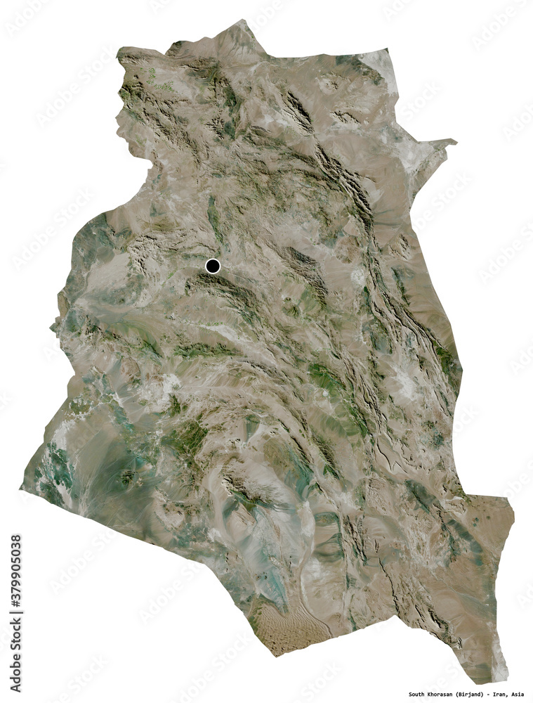 South Khorasan, province of Iran, on white. Satellite