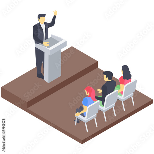 
Isometric design of business coaching icon.
