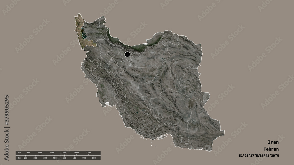 Location of West Azarbaijan, province of Iran,. Satellite
